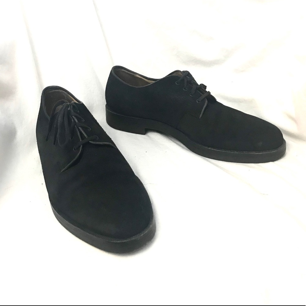 Giorgio Armani Black Distresses Suede Oxford Shoes